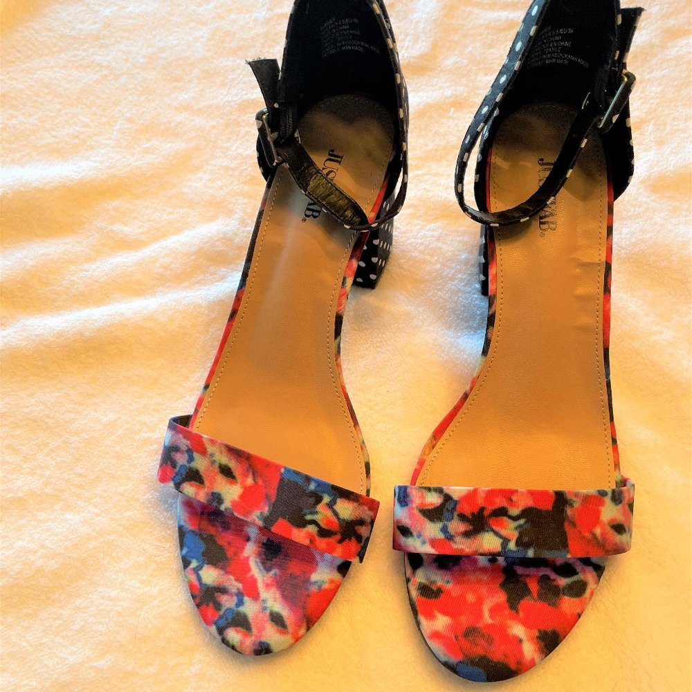 Flower & Navy Blue Polka Dot Ladies Shoes